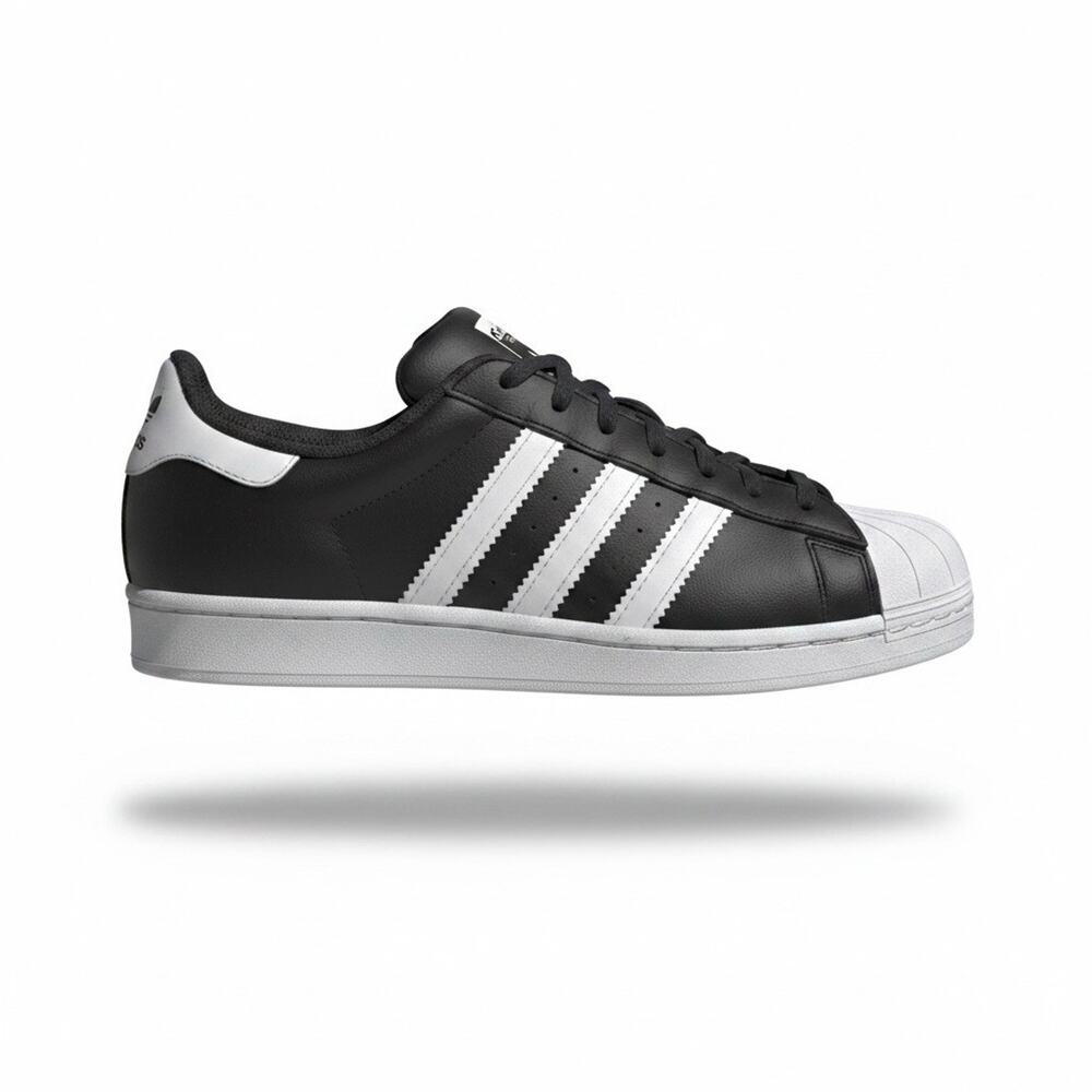 Adidas Black Superstar Shell Toe Sneakers Black White Size 7